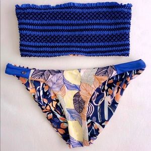 Maaji blue and orange bandeau bikini